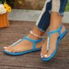 T-Strap Flat Sandals With Elastic Band