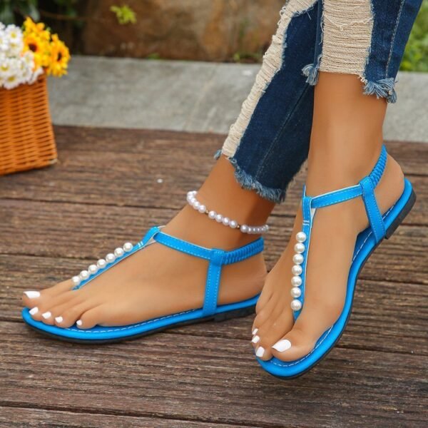T-Strap Flat Sandals With Elastic Band