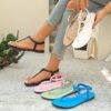 T-Strap Flat Sandals With Elastic Band