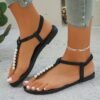 T-Strap Flat Sandals With Elastic Band