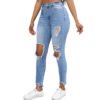 Washed Hole Slim Stretch Skinny Pants