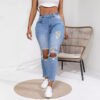 Washed Hole Slim Stretch Skinny Pants