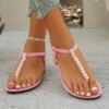 T-Strap Flat Sandals With Elastic Band